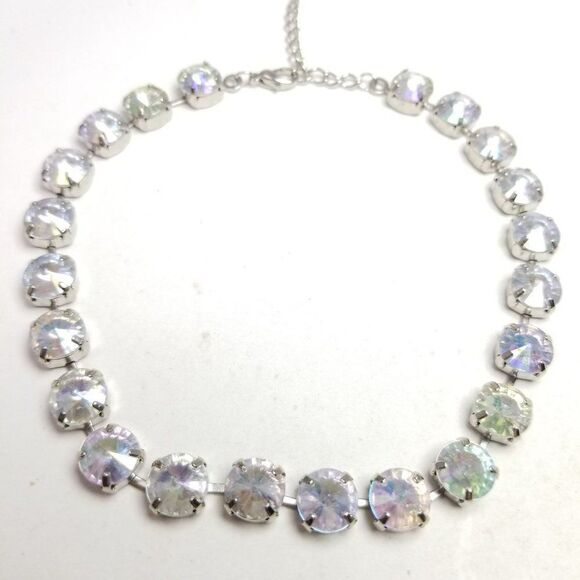 Vintage Claire's Y2K Chunky Rainbow Rhinestone Collar Choker Necklace Adjustable - Picture 2 of 7